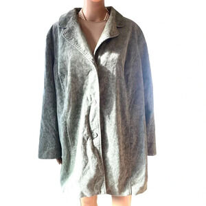 Denim & Co. 100% Cotton Floral Corduroy Cozy Jacket Blazer Women Plus Size 2X